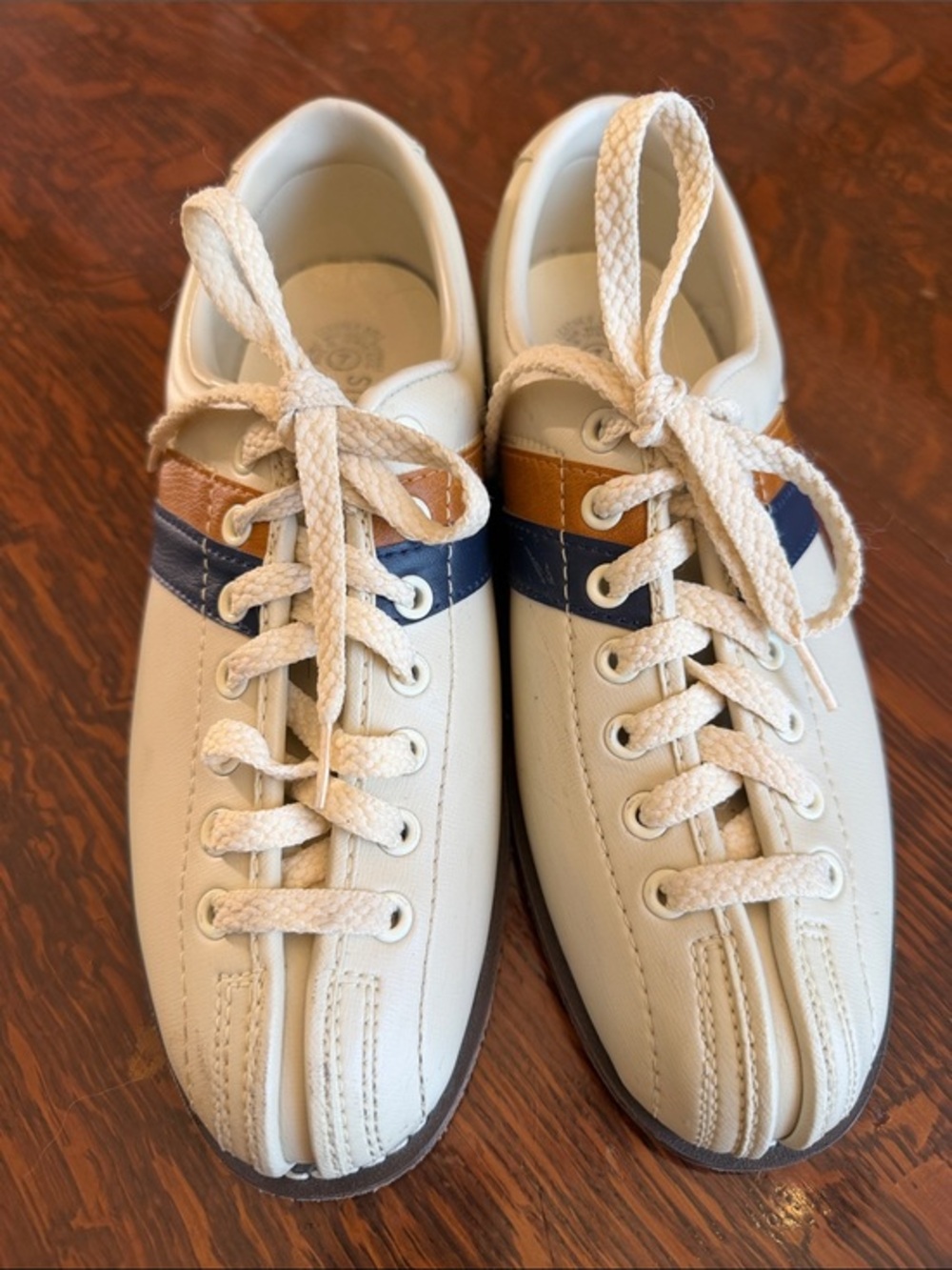 Vintage Striker Beige Split Toe Bowling Shoes Mens 7 Rockabilly Steampunk